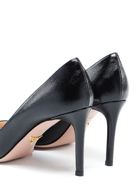 prada black saffiano pumps